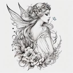 fairy art tattoos  simple color tattoo style,white background