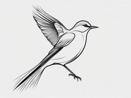 Bird Tattoo - Simple bird illustration  minimal tattoo design, white background