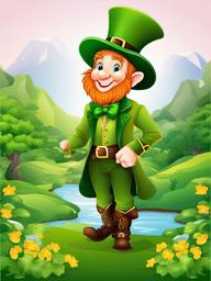 Leprechaun clipart - leprechaun in a fantasy landscape  