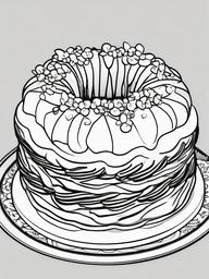 Cake Coloring Pages - Miniature bundt cake with glaze  simple coloring pages