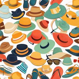 Sun Hat and Sandals Collection clipart - Summer fashion essentials, ,vector color clipart,minimal