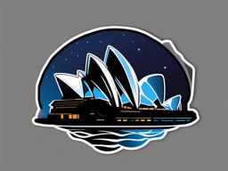 Sydney Opera House Night sticker- Architectural wonder illuminated on the harbor, , sticker vector art, minimalist design