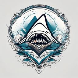 Hawaiian Shark Tooth Tattoo - Embrace symbolism and tradition with a tattoo featuring the powerful shark tooth.  simple vector color tattoo,minmal,white background