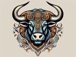 bull tattoo taurus  simple vector color tattoo