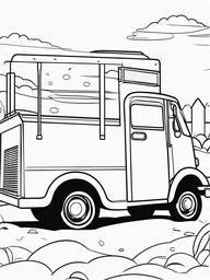 Ice Cream Truck Coloring Pages - Sweet Treats from a Colorful Truck  minimal black outline printable sheet, coloring page