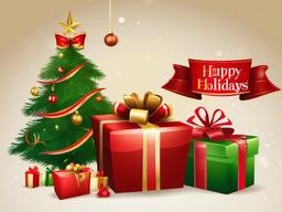 Happy Holidays clipart - festive holiday decorations and gifts  