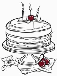 Cake Coloring Pages - Cherry-topped cheesecake slice  simple coloring pages