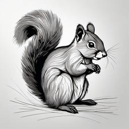 a drawing of a squirrel  minimal rough scribbles,doodles,black and white