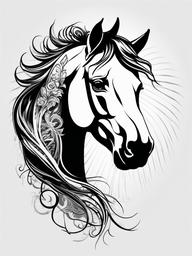 Cool Horse Tattoos - Showcase your unique style with cool horse tattoos, featuring designs that combine creativity, elegance, and the distinct personality of these animals.  simple tattoo,minimalist,white background