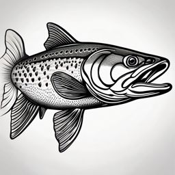 Brook Trout Tattoo,a detailed tattoo celebrating the beauty of brook trout, a symbol of freshwater allure. , tattoo design, white clean background