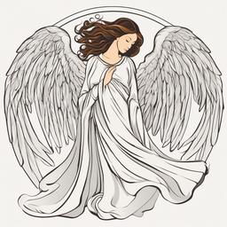 Angel clipart - angel with flowing robes and wings  color,minimalist,vector clipart