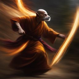 thri-kreen monk with blurred speed - create an artwork of a thri-kreen monk, their incredible speed leaving afterimages in their wake. 