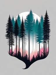 forest silhouette tattoo  simple color tattoo,white background