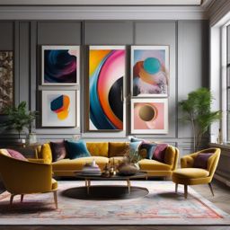 Luxurious Art Gallery - Turn your living room into a luxurious space with art gallery vibes. , living room decor ideas, multicoloured, photo realistic, hyper detail, high resolution,