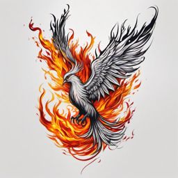 phoenix tattoo fire  simple color tattoo,white background
