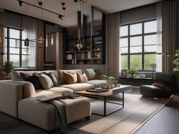 In the loft, Bauhaus interior design incorporates functional furnishings, an open layout, and a calming atmosphere that promotes relaxation and creativity.  