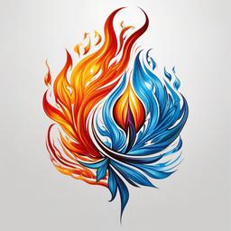 fire water air tattoo  simple color tattoo,white background