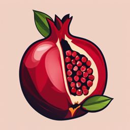 Pomegranate Clipart - A ripe pomegranate with exposed seeds.  color vector clipart, minimal style