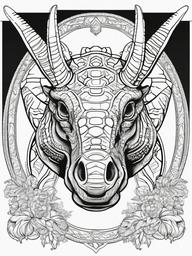 Pentaceratops Coloring Pages - Five-Horned Ceratopsian  black outline printable coloring page