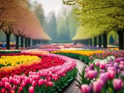 Flower Background - Keukenhof Gardens in the Netherlands  , splash art wallpaper, dull colors