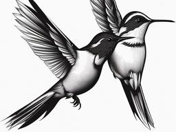 Black And White Hummingbird Tattoo - Monochrome hummingbird tattoo  minimal tattoo design, white background