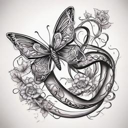 Cancer ribbon Butterfly and snake tattoo  ,tattoo design, white background