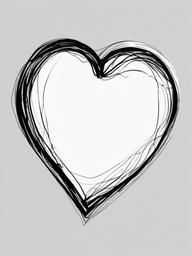 simple drawing of a heart  minimal rough sketch scribbles,doodles,black and white