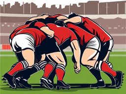 Rugby Scrum Formation Clipart - A rugby scrum formation.  color vector clipart, minimal style