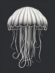 Black and White Jellyfish Tattoo - A monochromatic take on the graceful jellyfish.  minimalist color tattoo, vector
