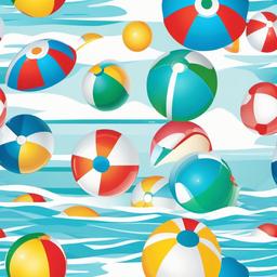 Beach ball floating in the ocean clipart.  vector style illustration, white background