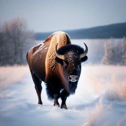 Winter background wallpaper - bison in snow wallpaper  