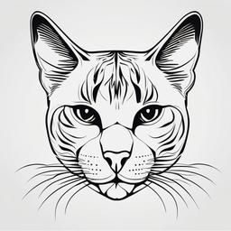 Cat Head Marking Tattoo - Tattoo featuring markings on the head of a cat.  minimal color tattoo, white background