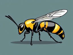 Mud Dauber Wasp Clip Art - A mud dauber wasp with a slender body,  color vector clipart, minimal style