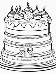 Cake Coloring Pages - Christmas cake with candy canes and holly  simple coloring pages