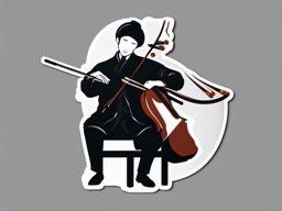 Erhu Sticker - Producing haunting and expressive tones with the traditional Chinese erhu, , sticker vector art, minimalist design