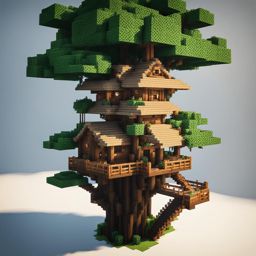 treehouse perched high in a lush jungle canopy - minecraft house ideas minecraft block style