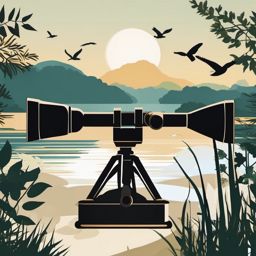 Wildlife Observation clipart - Binoculars for observing lake wildlife., ,vector color clipart,minimal