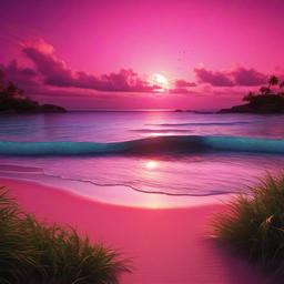 Beach background - pink sunset beach wallpaper  