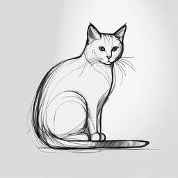 sketch of a cat easy  minimal rough sketch scribbles,doodles,black and white