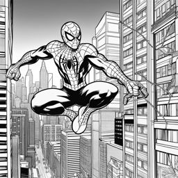 spiderman coloring pages - spider-man swings through the city, ready to save the day. 