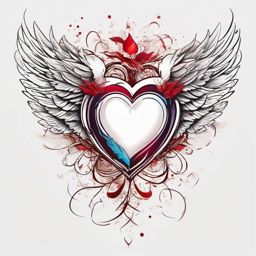 Heart with wings tattoo, Heart taking flight with wings, symbolizing the freedom and limitless potential of love. , tattoo color art, clean white background