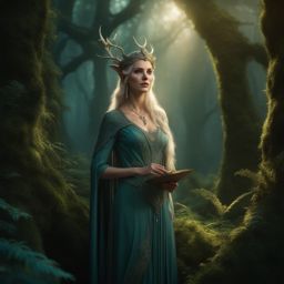 elf druid,galadriel silverleaf,communing with ancient spirits,a mystical forest glade detailed matte painting, deep color, fantastical, intricate detail, splash screen, complementary colors, fantasy concept art, 8k resolution trending on artstation unreal engine 5