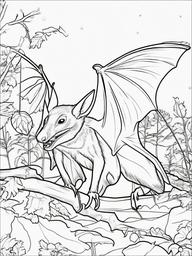 Bat Coloring Pages - Nighttime Insect Eating Mammal  black outline printable coloring page