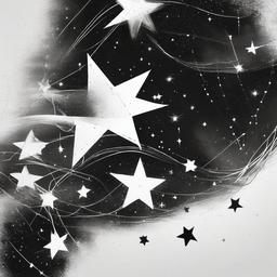 drawing of stars creating a constellation  minimal rough sketch scribbles,doodles,black and white