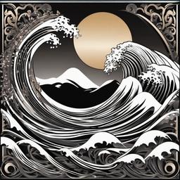 wave tattoo 3d  simple vector tattoo design