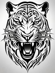 Panther Tattoo-Dynamic and powerful, symbolizing strength, courage, and grace.  simple color tattoo,white background