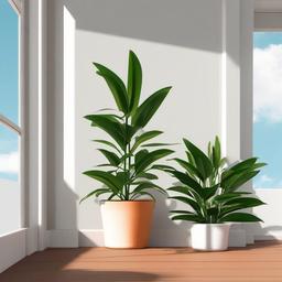 Plant clipart - potted plant on a sunny porch  color,minimalist,vector clipart