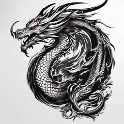 Big Dragon Tattoo - Large and impactful dragon tattoos with a bold presence.  simple color tattoo,minimalist,white background