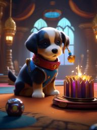 Boggle Pup Creating Mischief with a Trickster detailed matte painting, deep color, fantastical, intricate detail, splash screen, complementary colors, fantasy concept art, 8k resolution trending on artstation unreal engine 5