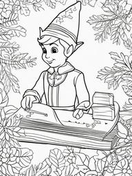 Elf On The Shelf Coloring Picture  outling,coloring pages,black and whit